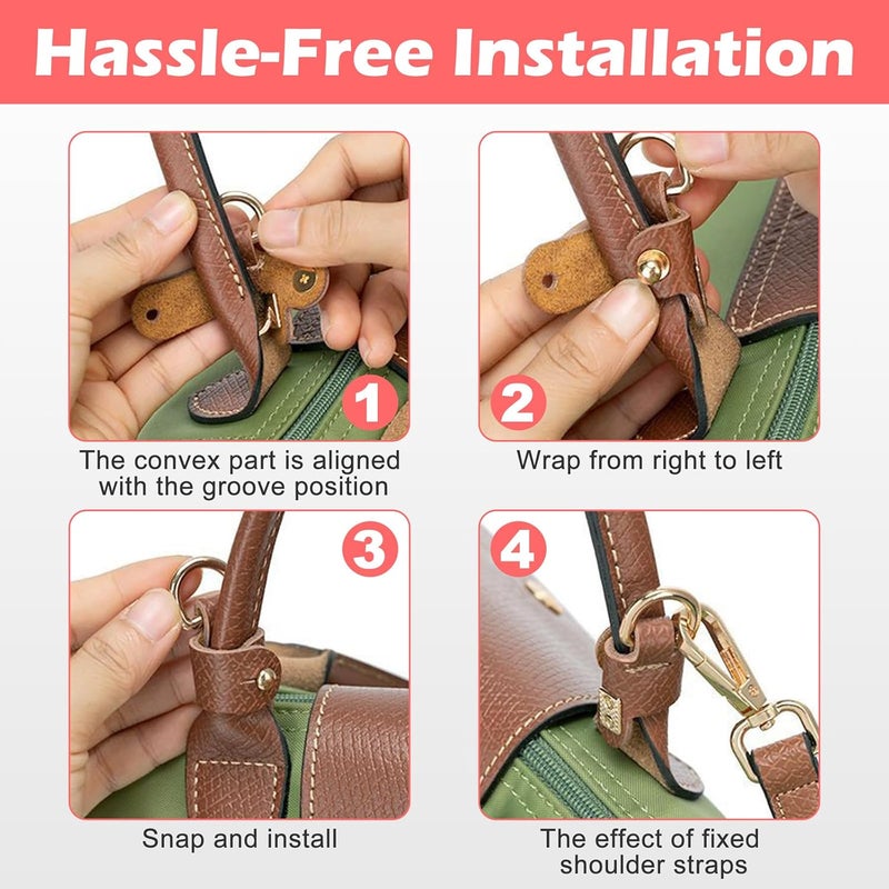 dadop Strap Kit Compatible with Longchamp Mini Bags - Leather Adjustable Purse Straps for Women's Mini Shoulder Bag - Image 4